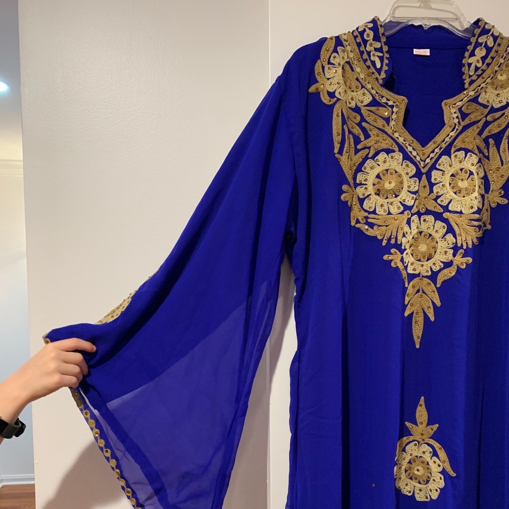 Royal blue Kaftan, purchased in Dubai